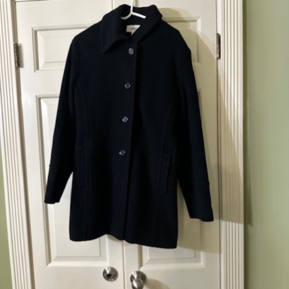 Calvin Klein Black Wool Coat, Size XL, Great Condition!!!